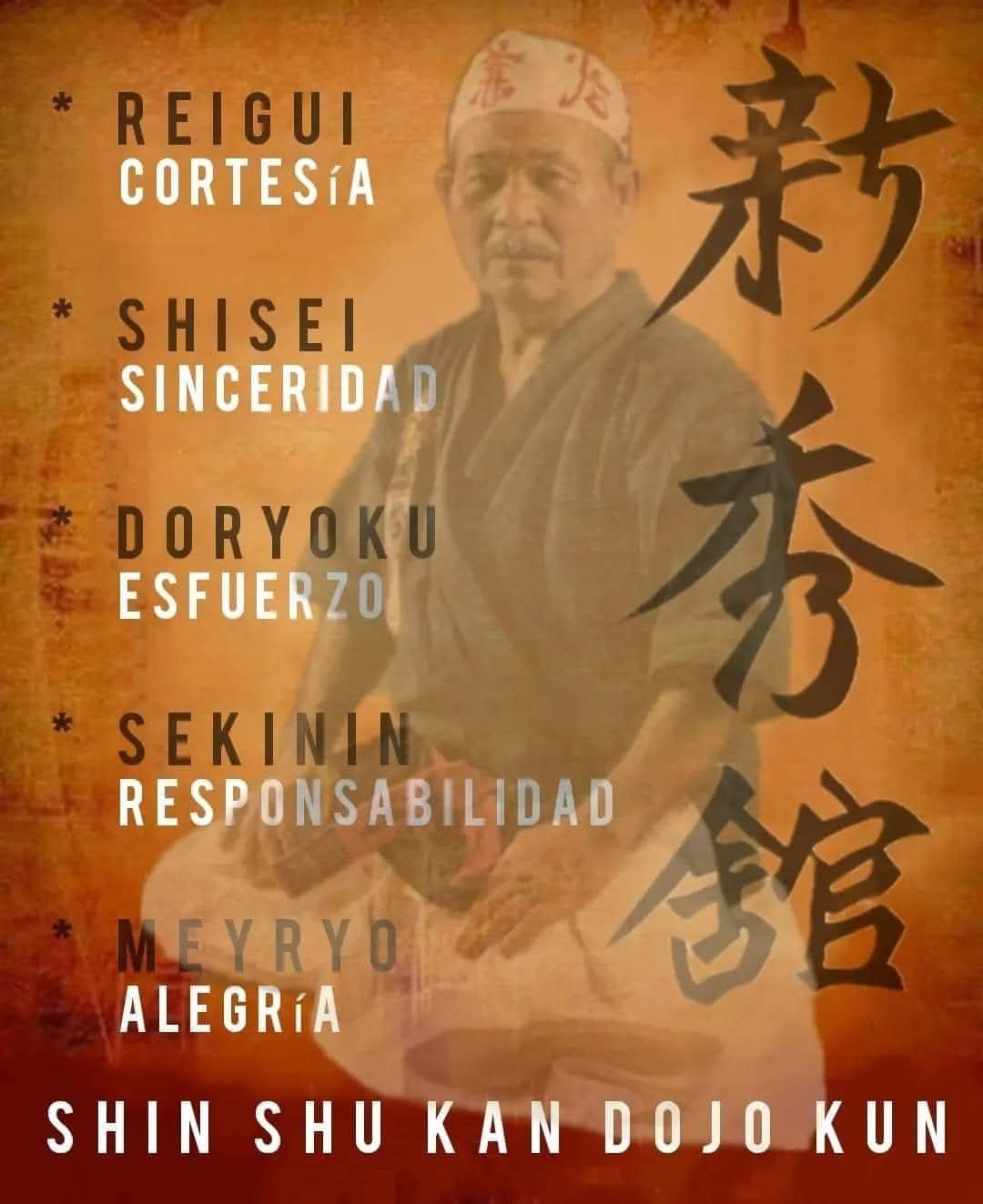 Principios SHINSHUKAN - Cortesía, Sinceridad, Esfuerzo, Responsabilidad